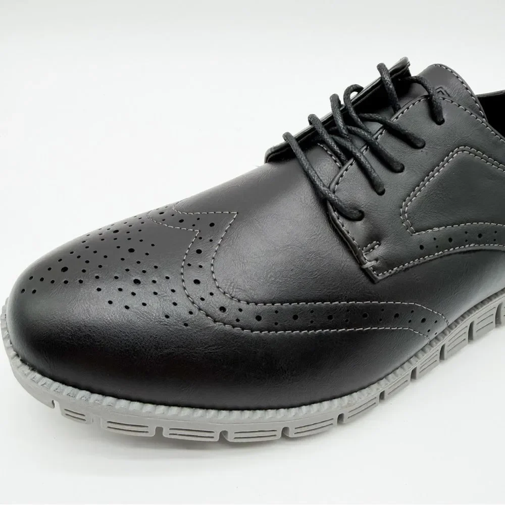Deer Stags Corvallis Wingtip Oxford Dress Shoes Comfort Sole Black Gray 9.5 NEW